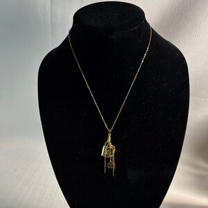 Gold Lock and Key Pendant Necklace